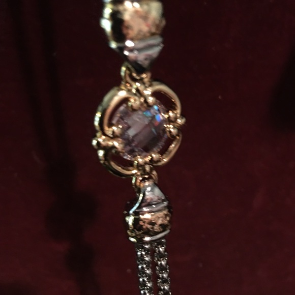 Magnetic clasp rhodium and gold bracelet. - Picture 6 of 10